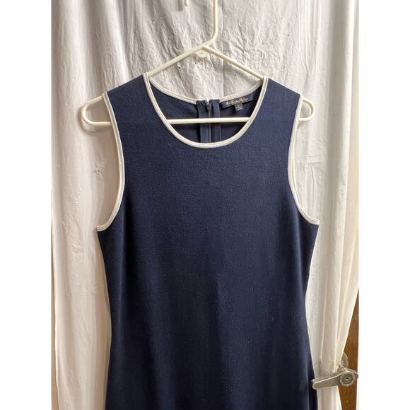 Brooks Brothers Navy Blue Tank Midi Sweater Dress Sz L Supima Cotton Blend - Picture 5 of 5